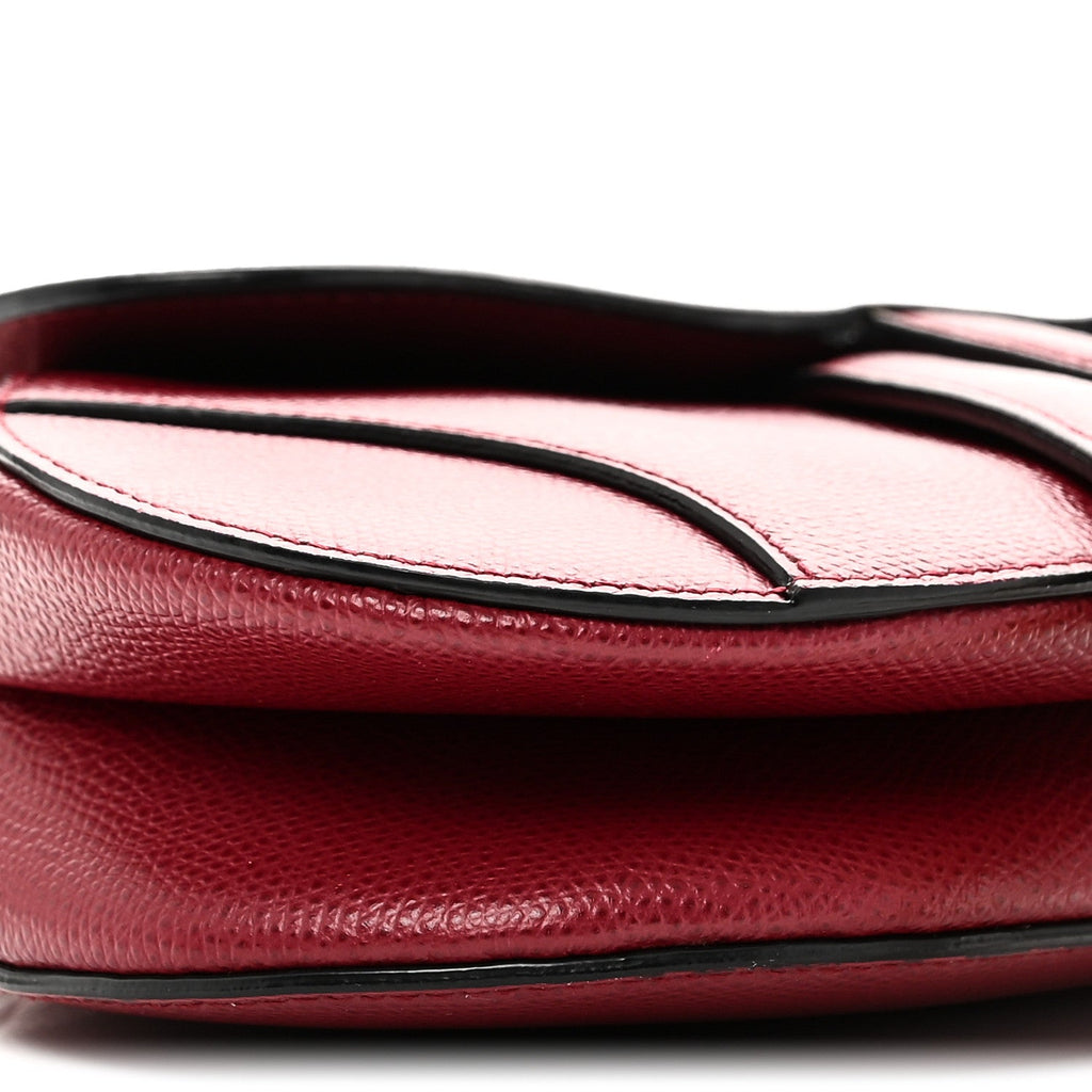 Christian Dior Grained Calfskin Mini Saddle Bag Red