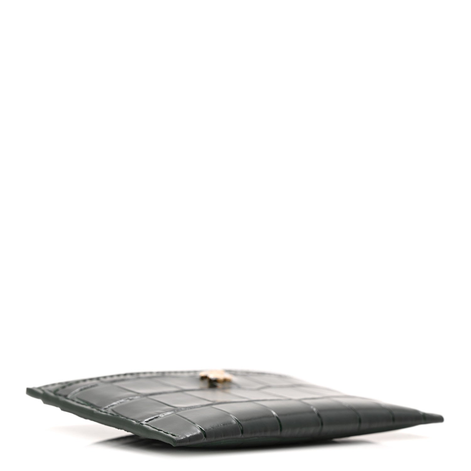 Calfskin Crocodile Embossed Crococo Card Holder Emerald