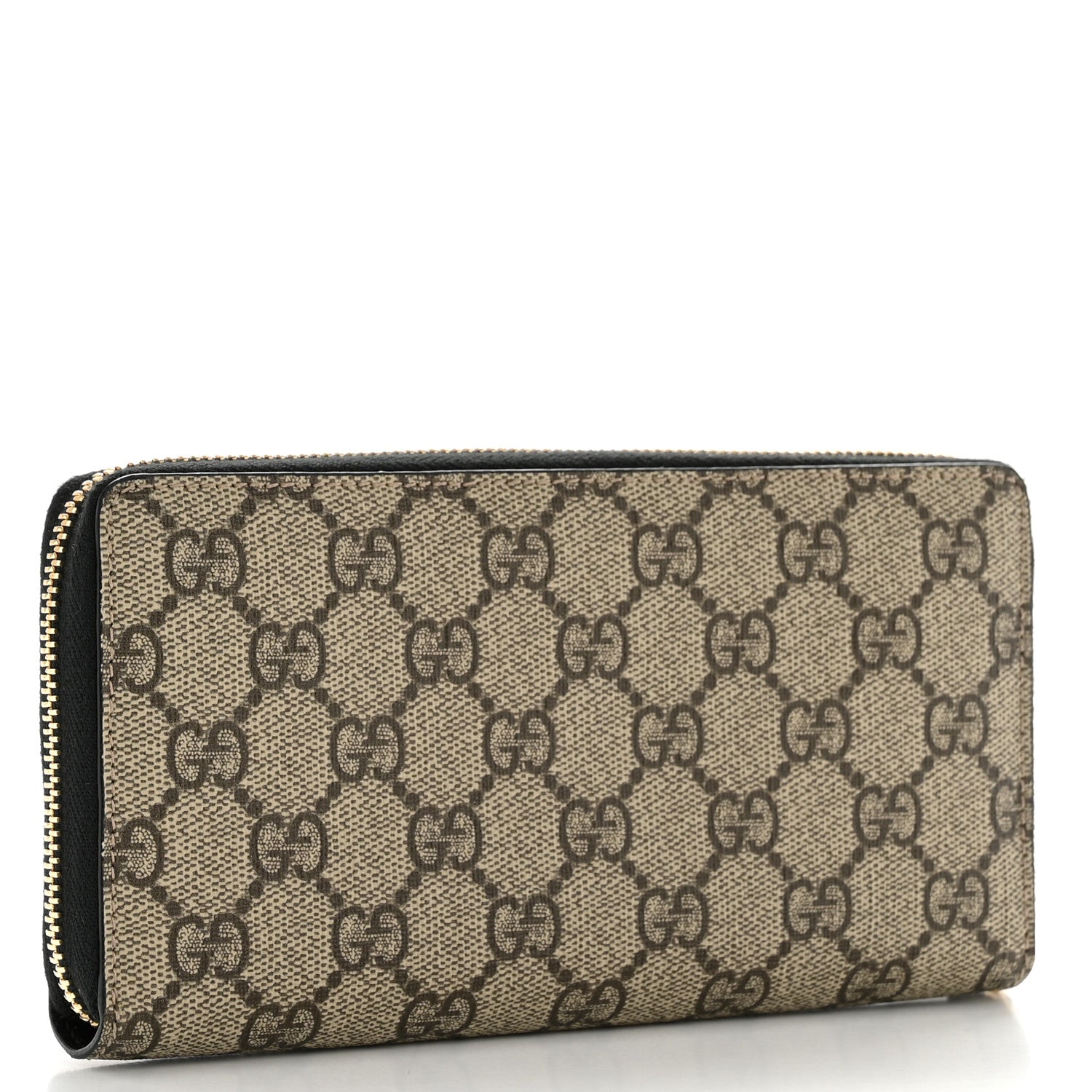 Gucci Dollar Calfskin GG Supreme Monogram GG Marmont Zip Around Wallet Black Beige Ebony