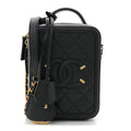 Chanel Caviar Quilted CC North South Filigree Vanity Case Black