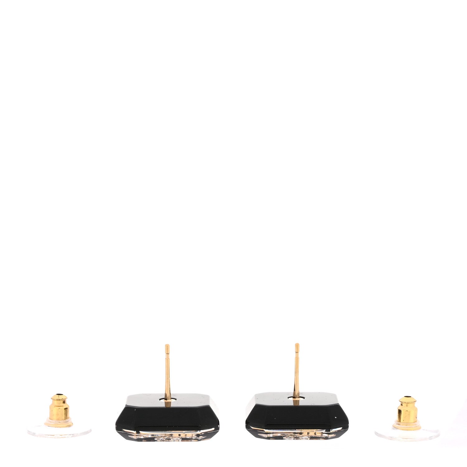 Enamel Strass CC Earrings Black