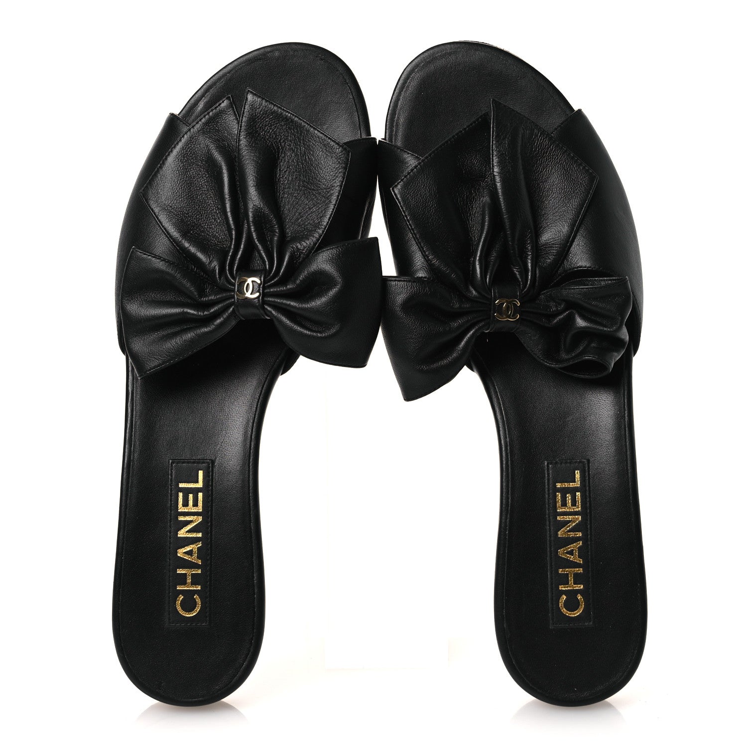 Lambskin Bow CC Mules 39.5 Black
