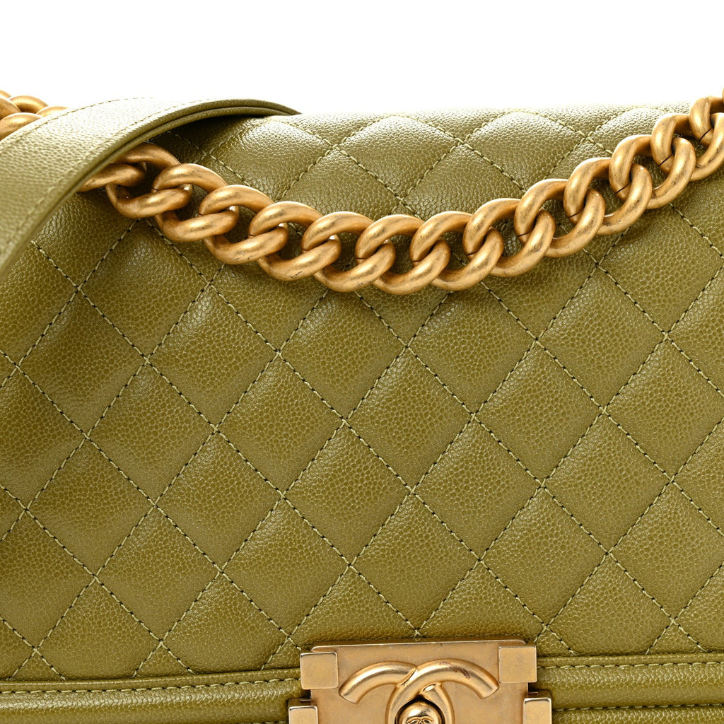 Chanel Caviar Quilted Medium Boy Flap Green