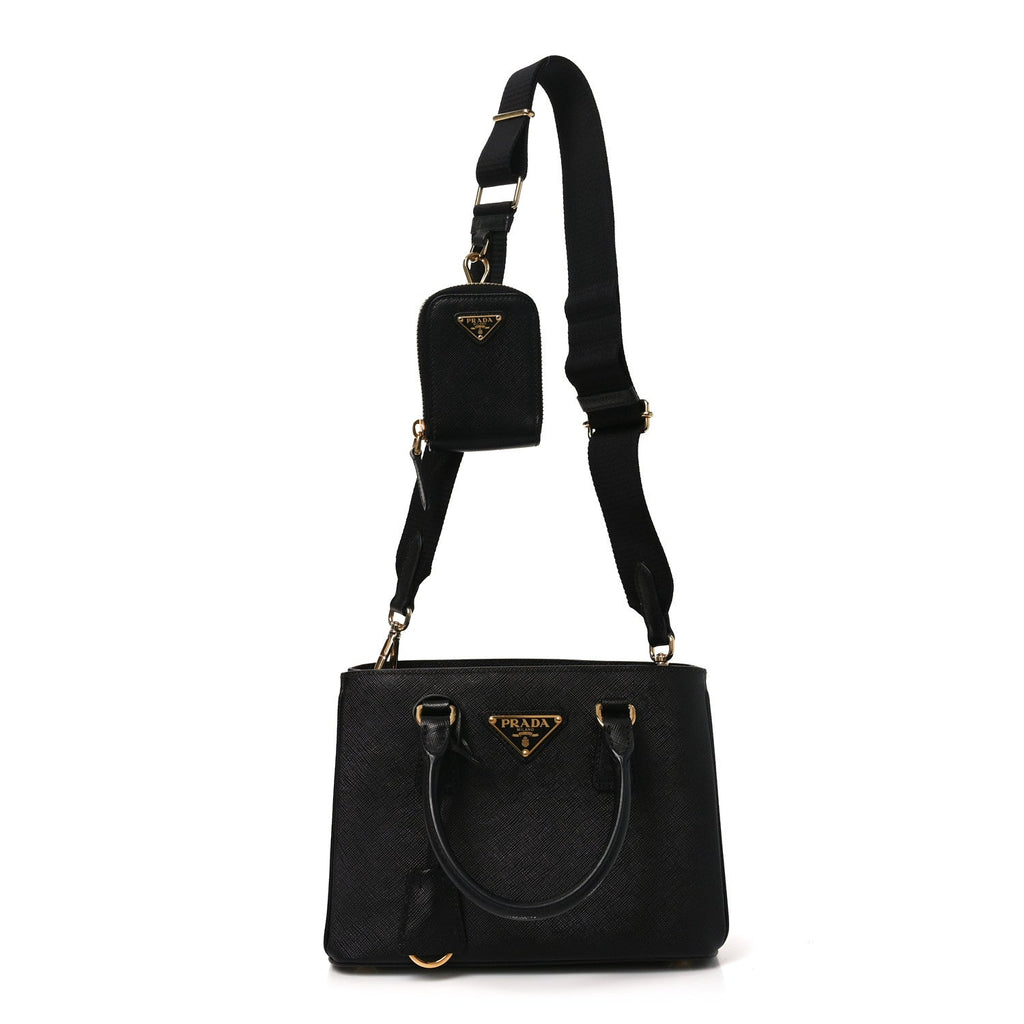 Prada Saffiano Lux Micro Galleria Shoulder Bag Black