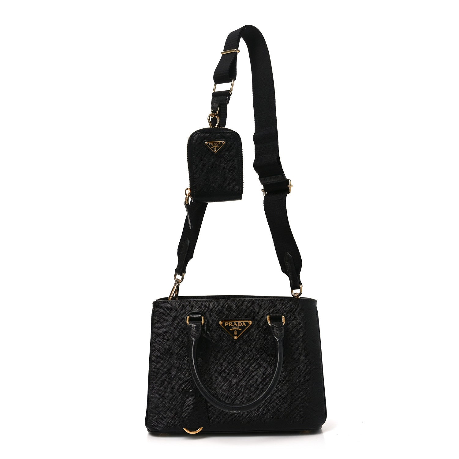 Prada Saffiano Lux Micro Galleria Shoulder Bag Black
