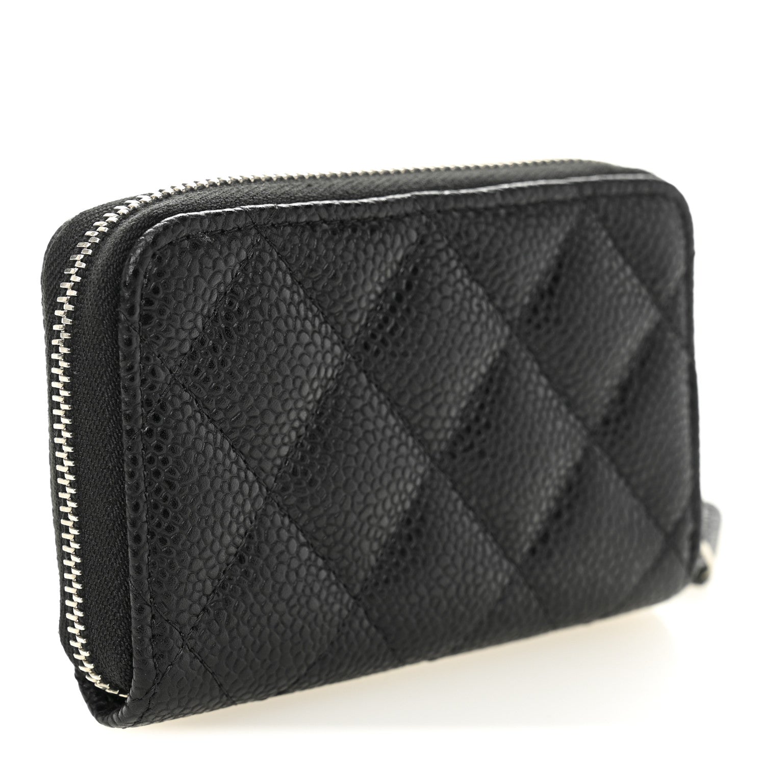 Caviar Quilted Zip Coin Purse Black