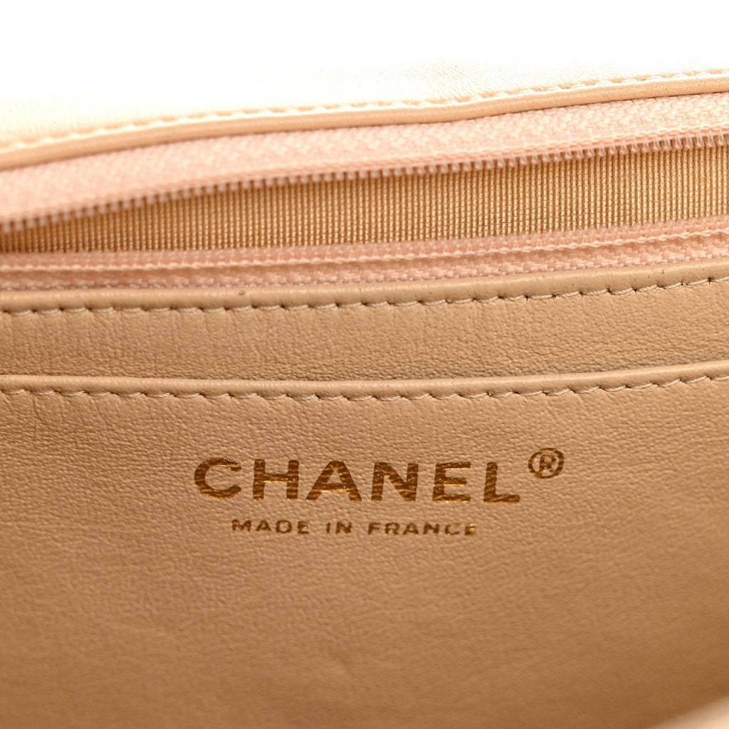 Chanel Lambskin Quilted Jumbo Single Flap Beige