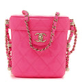 Chanel Patent Quilted CC Vani-Tea Case With Chain Neon Pink
