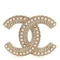 Pearl Crystal Queen of France CC Brooch Gold