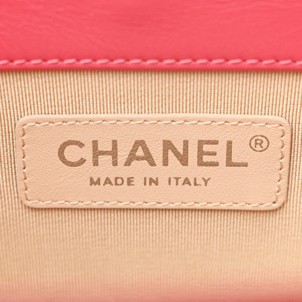 Chanel Calfskin Raffia Small Take Away Vanity Case Bag Pink Beige