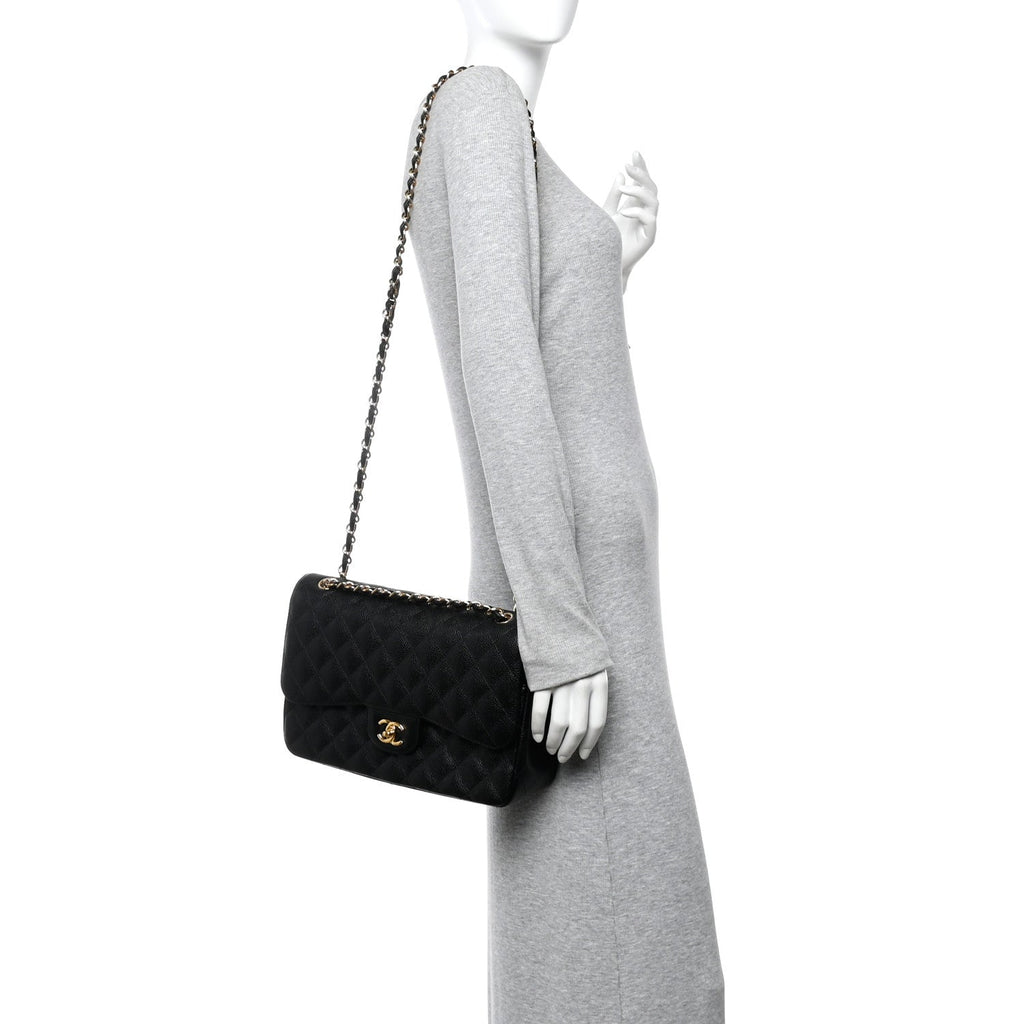 Chanel Caviar Quilted Jumbo Double Flap Black