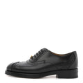 Gucci Glossy Calfskin Tejus Womens Lace Up Loafers 35 Black