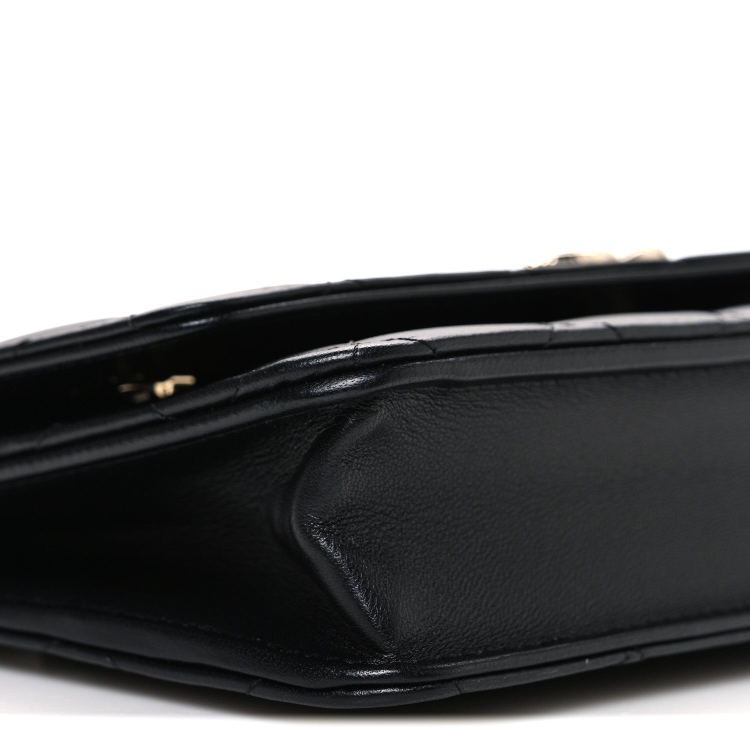 Chanel Lambskin Pearl Strass Quilted CC Wallet on Chain WOC Black