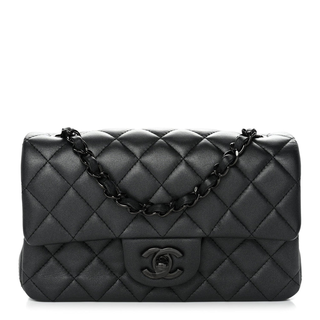 Chanel Lambskin Quilted Mini Rectangular Flap So Black