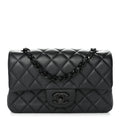 Chanel Lambskin Quilted Mini Rectangular Flap So Black