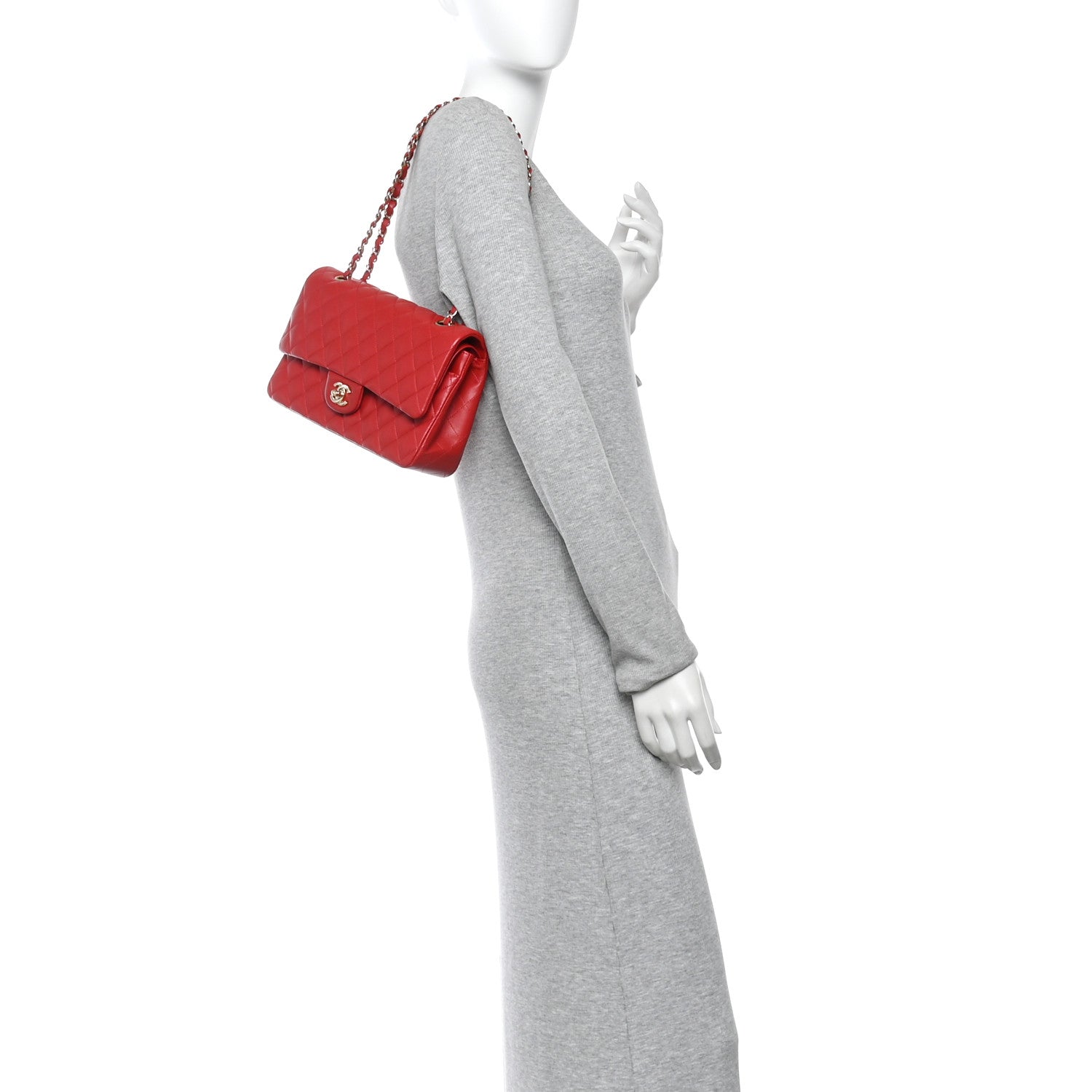 Chanel Lambskin Quilted Medium Double Flap Red