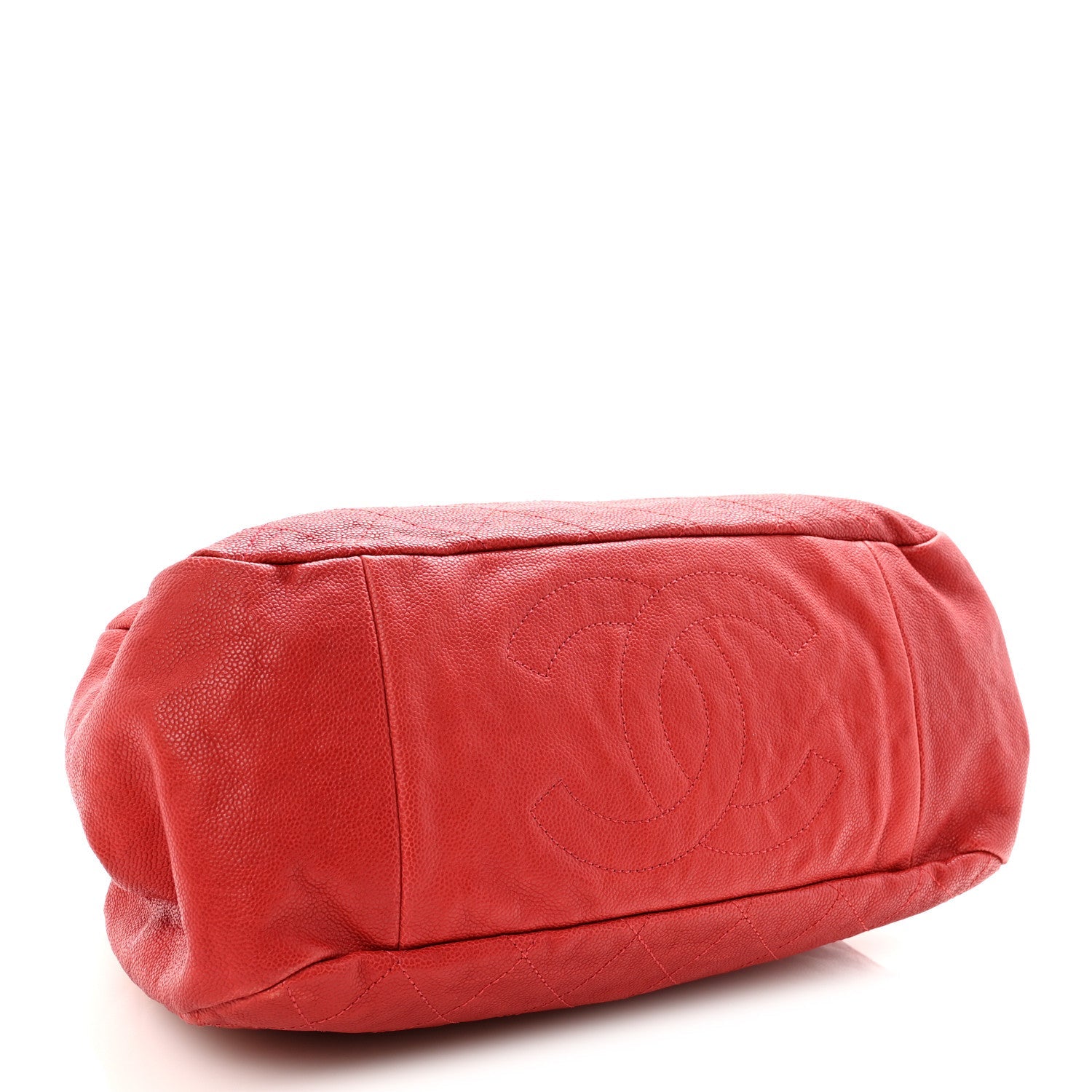 Chanel Caviar Quilted Frame CC Shopping Tote Red