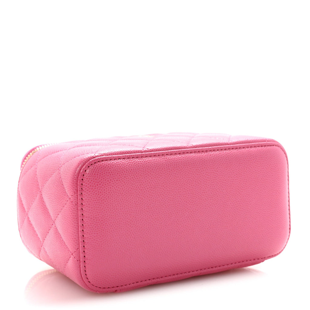 Chanel Caviar Quilted Small Vanity Case With Chain Pink