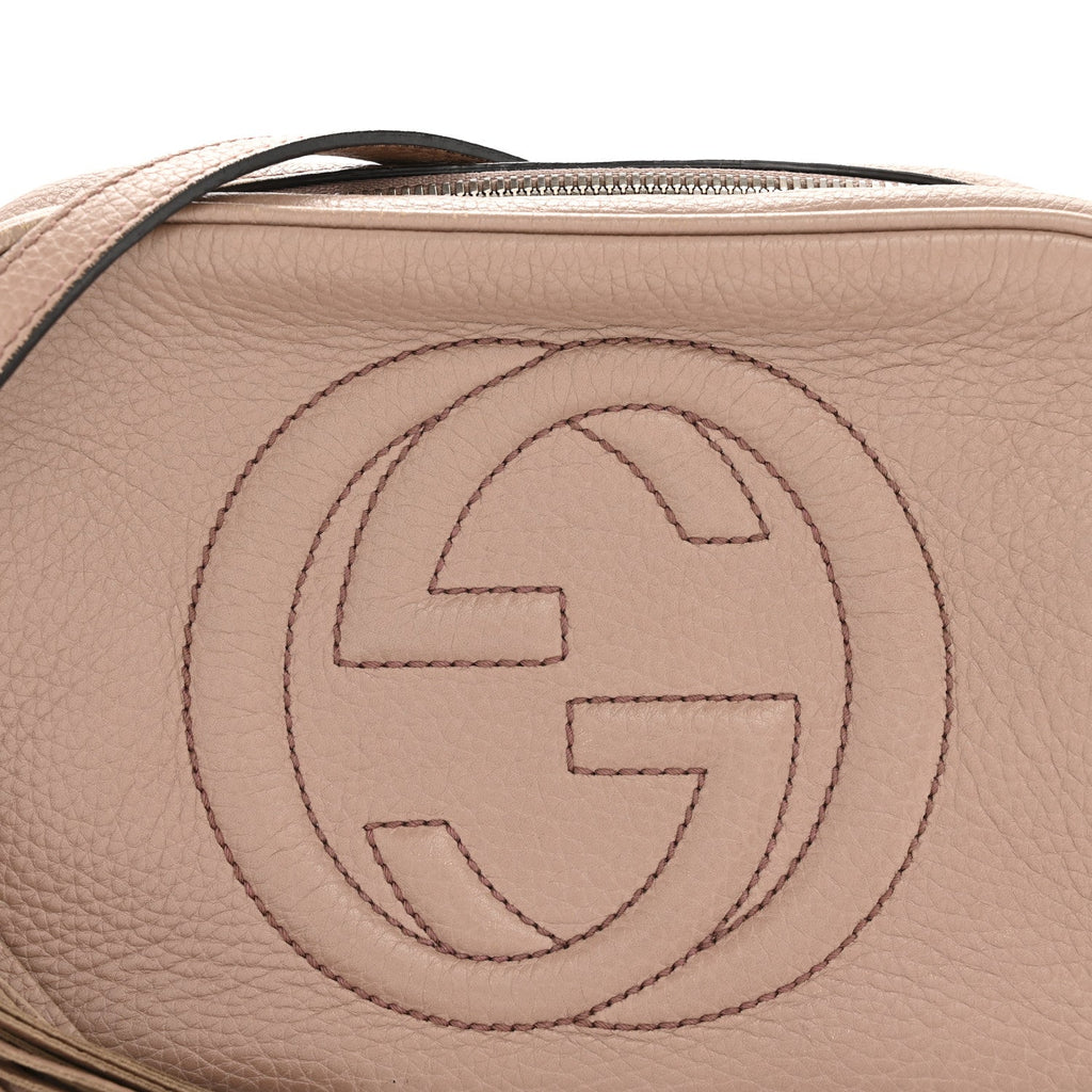Gucci Pebbled Calfskin Small Soho Disco Bag Rose Beige