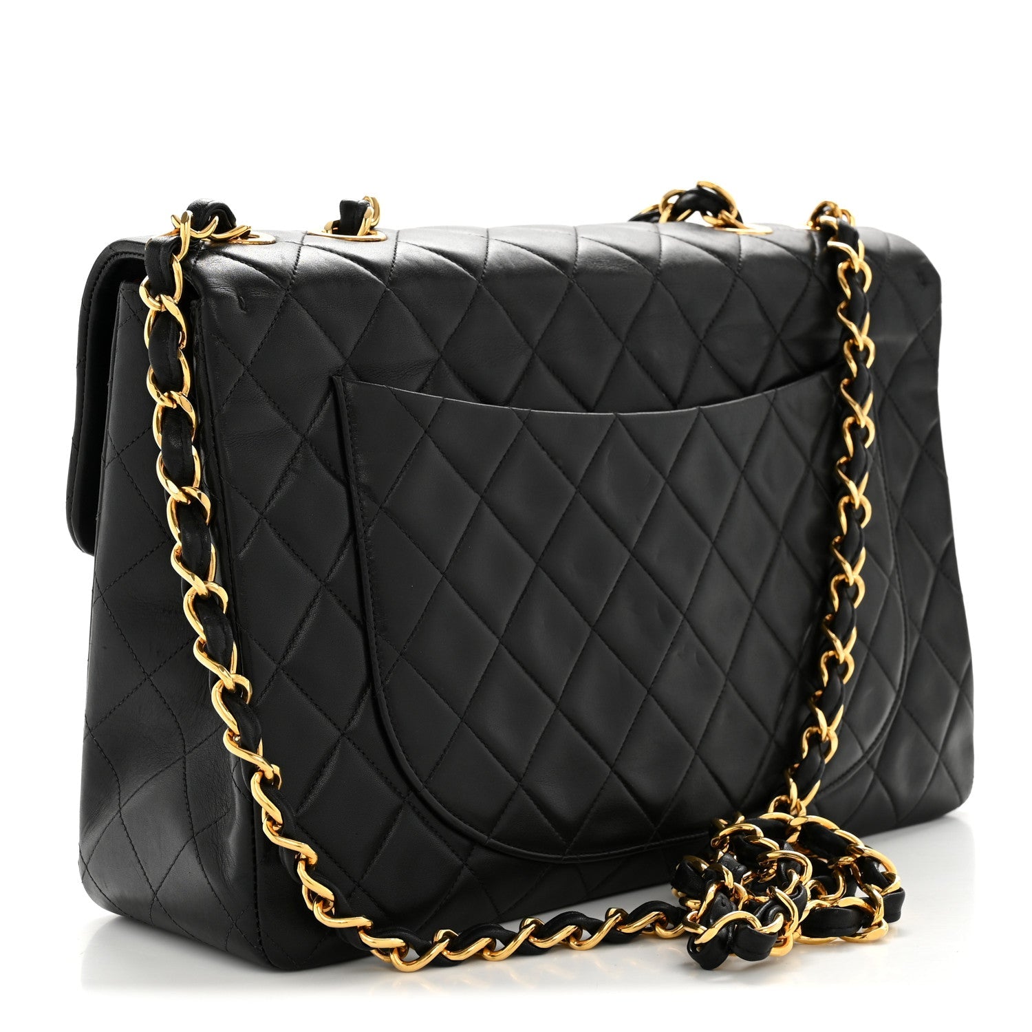 Chanel Lambskin Quilted XL Jumbo Single Flap Black