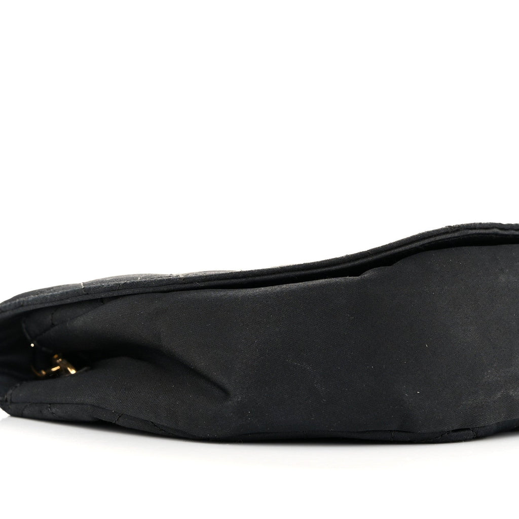 Chanel Satin Quilted Half Moon Flap Black