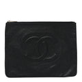 Chanel Caviar Timeless CC Cosmetic Pouch Clutch Black