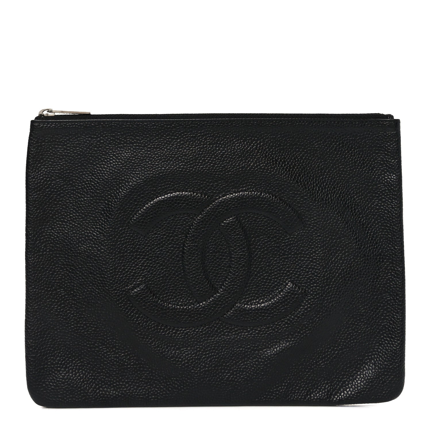 Chanel Caviar Timeless CC Cosmetic Pouch Clutch Black