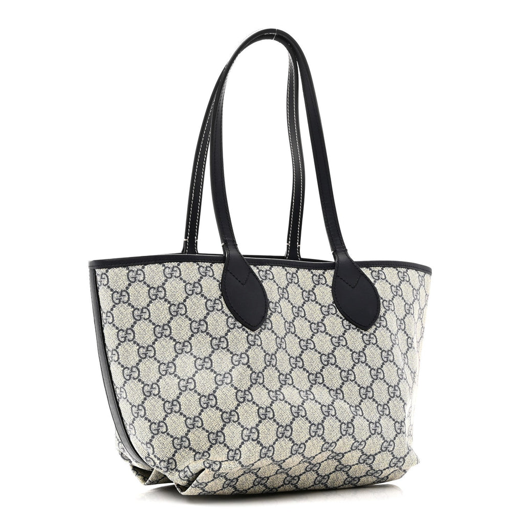 Gucci GG Supreme Monogram Denim Small Totissima Reversible Tote Beige Blue