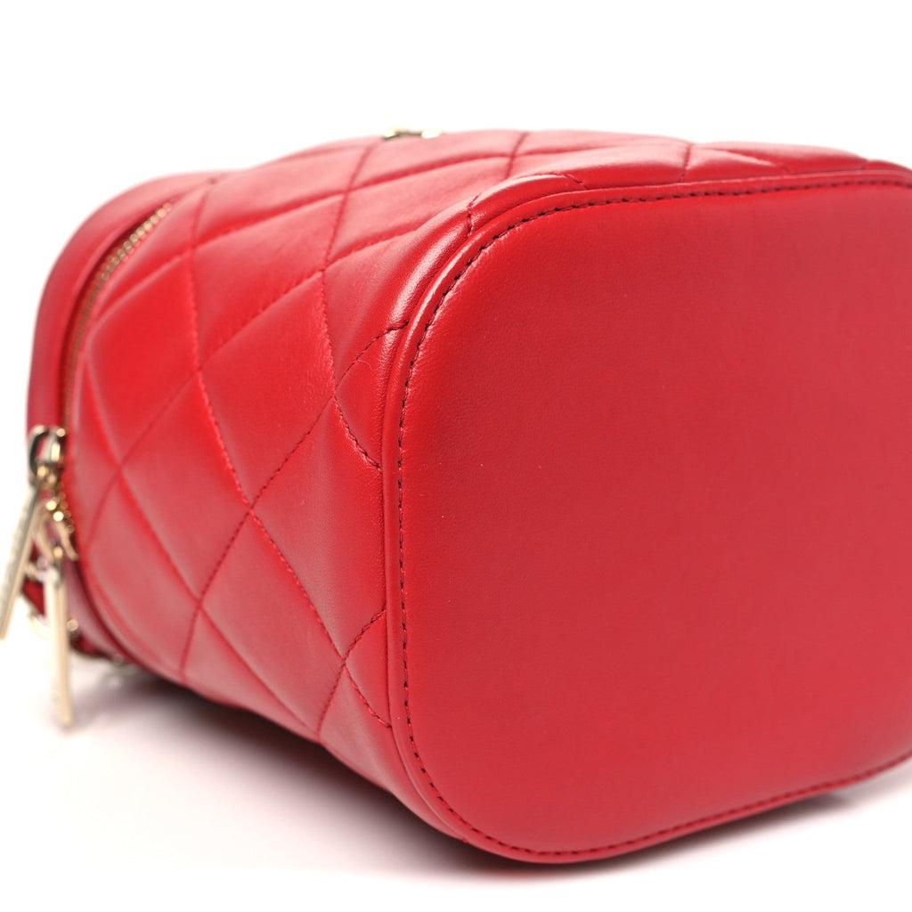 Chanel Lambskin Quilted Trendy Vanity Case Red