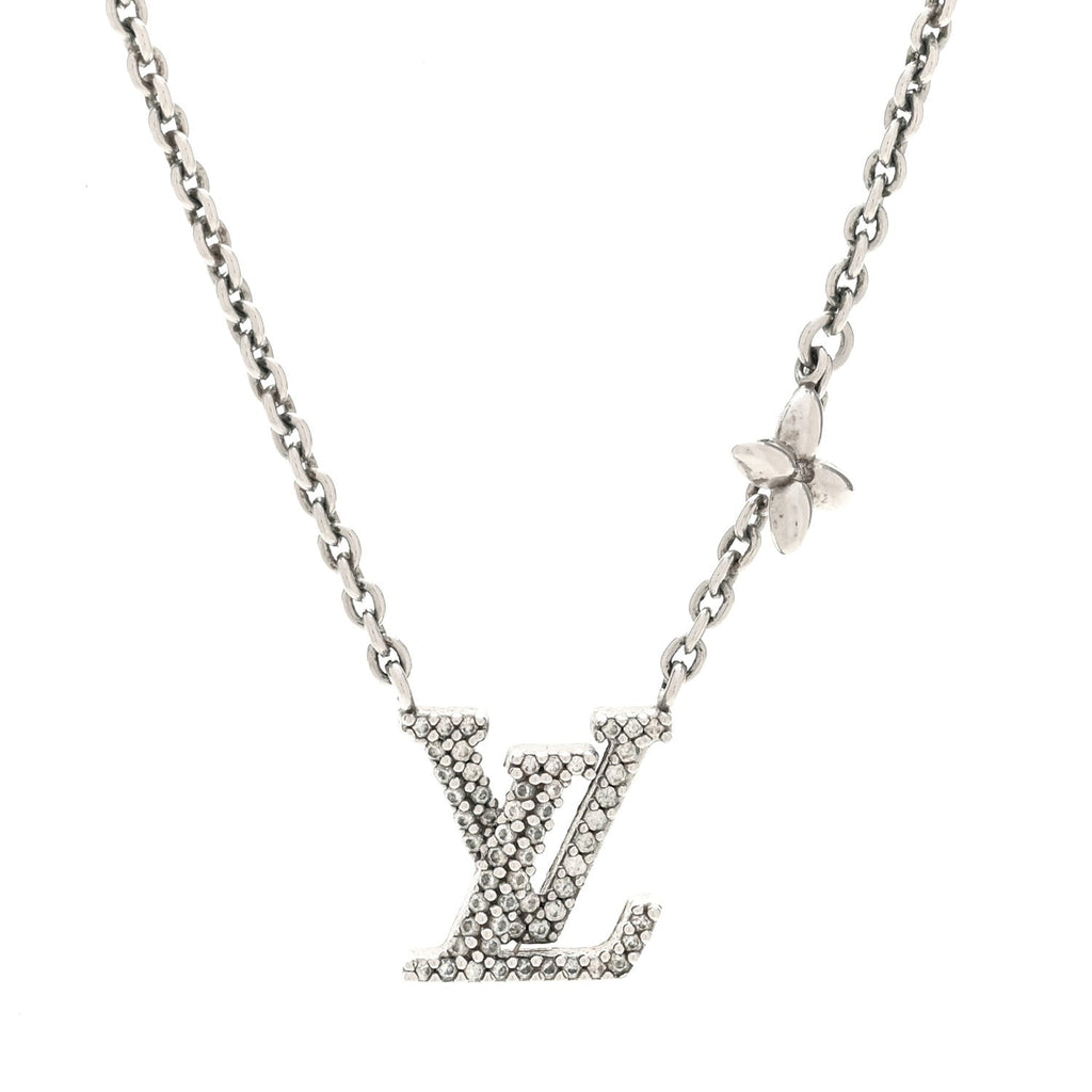 Louis Vuitton Metal Crystal LV Iconic Necklace Silver