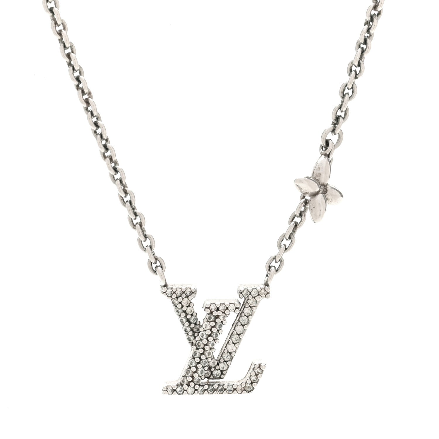 Louis Vuitton Metal Crystal LV Iconic Necklace Silver