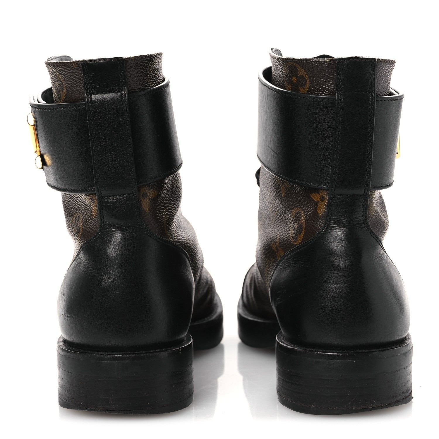 Louis Vuitton Calfskin Monogram Wonderland Flat Ranger Boots 36.5 Black