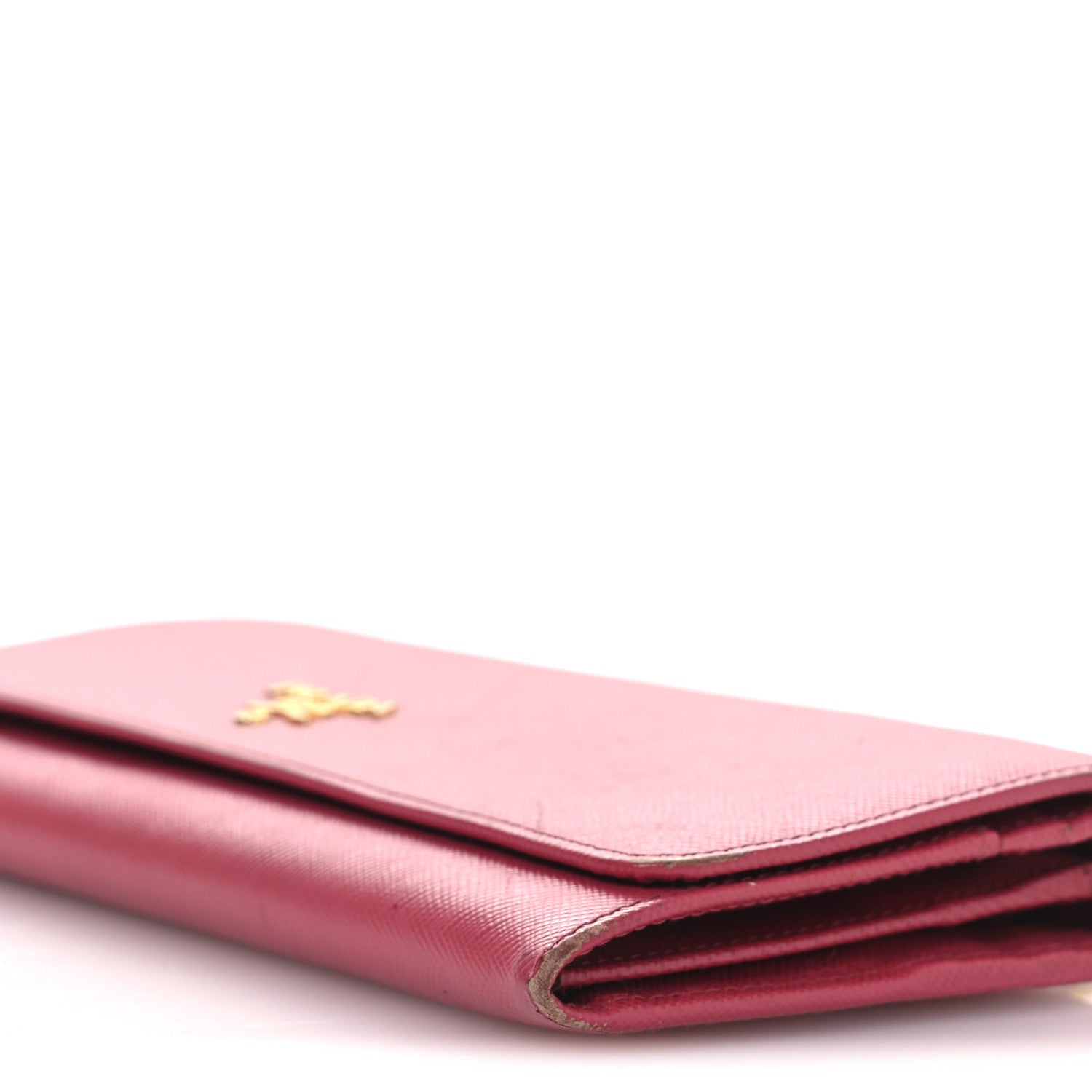Prada Saffiano Metal Oro Chain Wallet Peonia