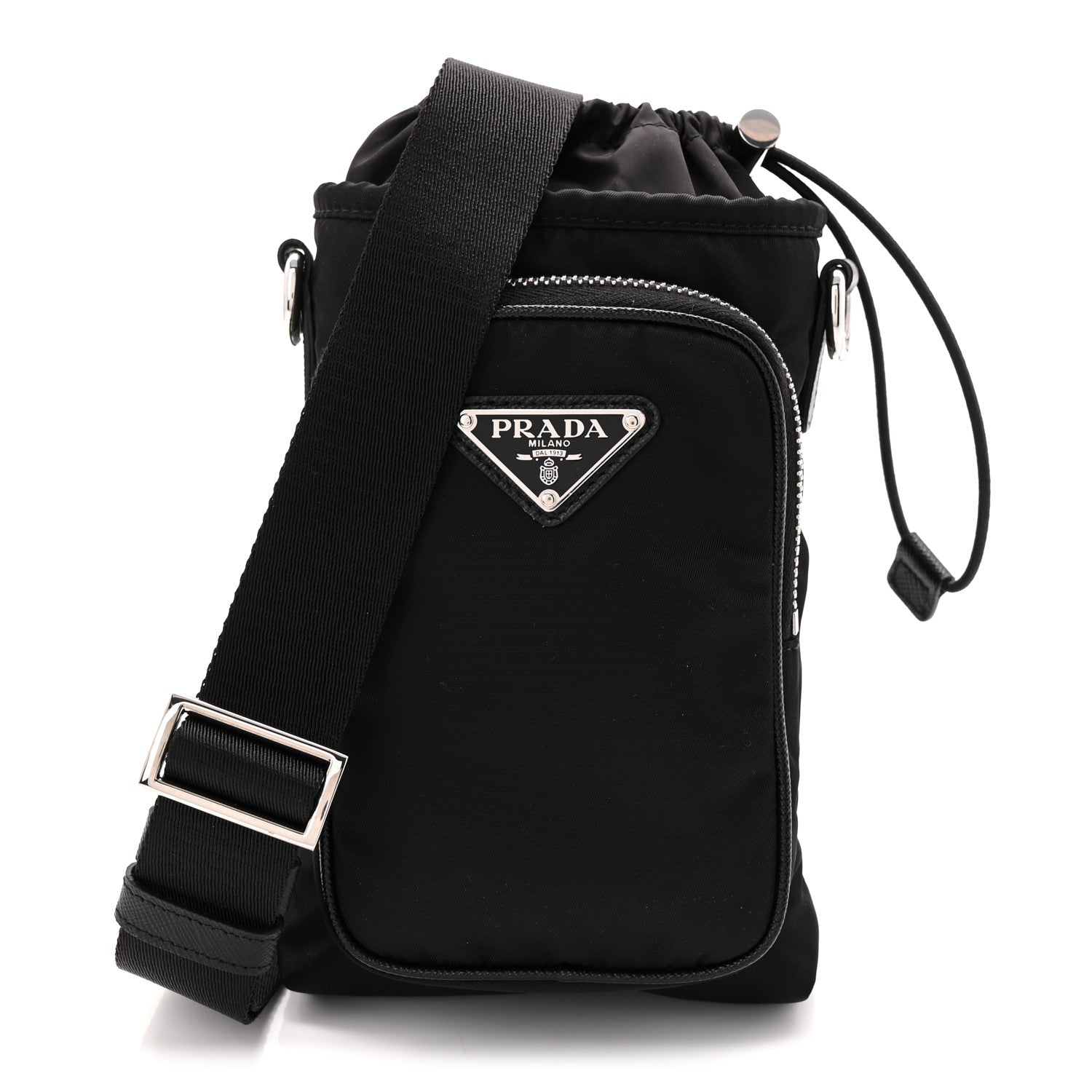 Prada Tessuto Nylon Saffiano Phone Case Crossbody Black