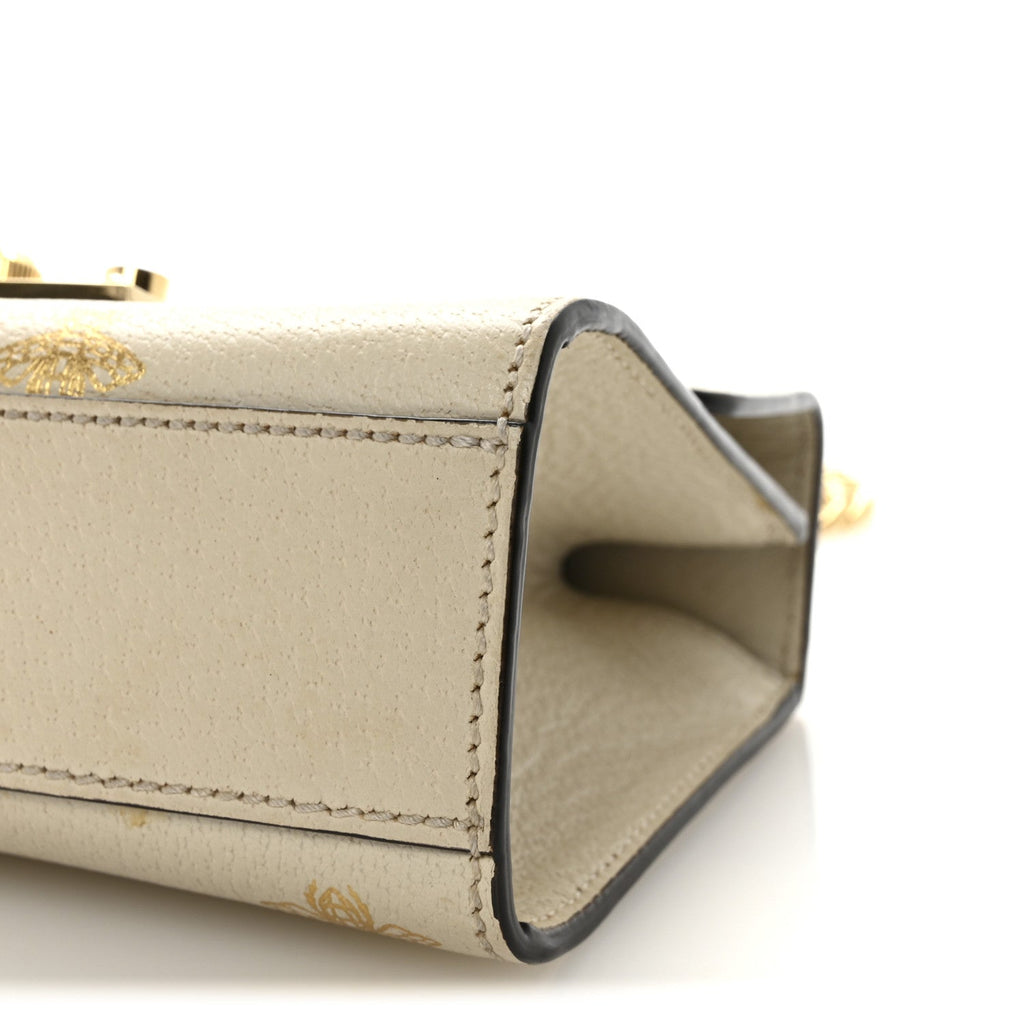 Gucci Grained Calfskin Bee Star Small Padlock Shoulder Bag White