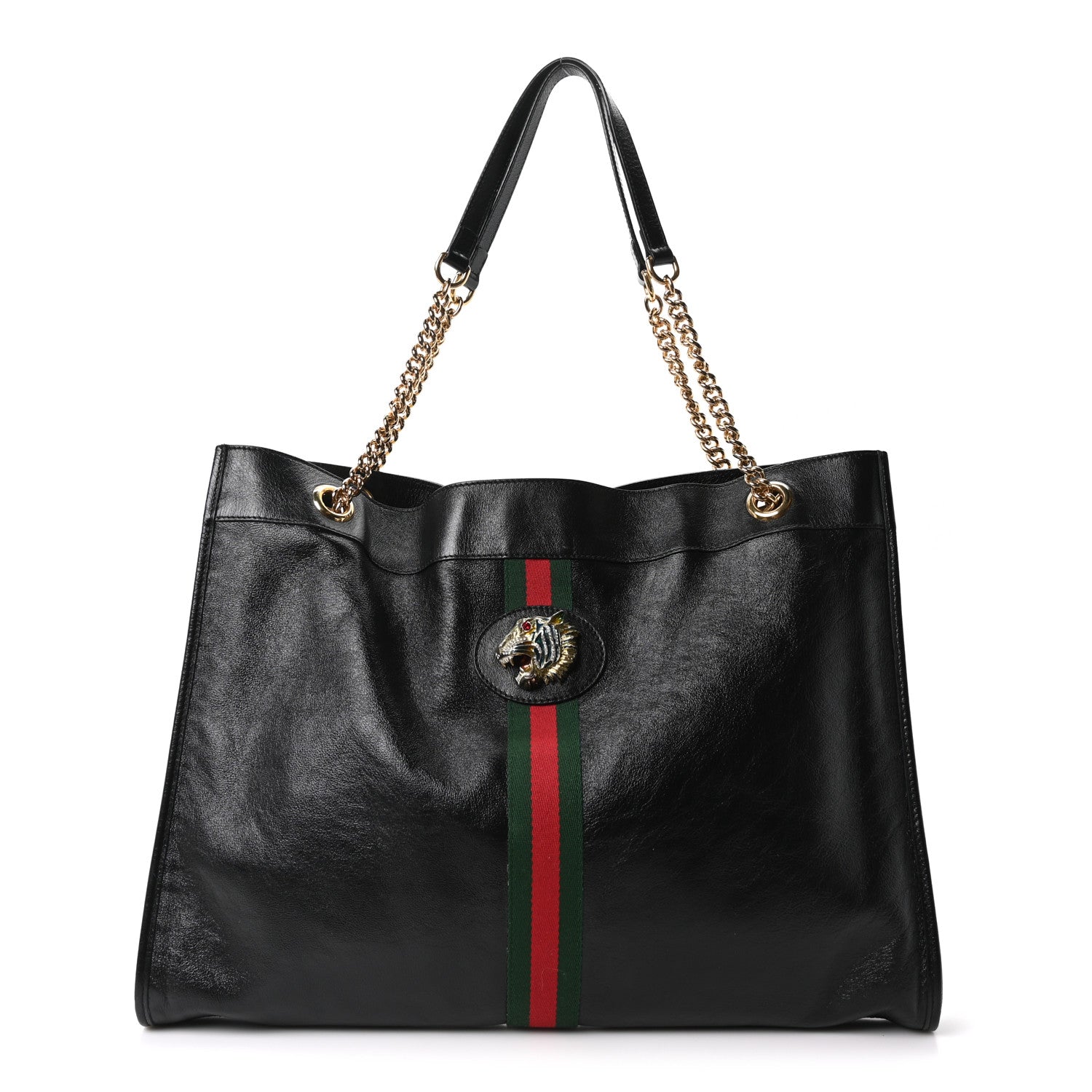 Gucci Calfskin Large Rajah Chain Tote Black