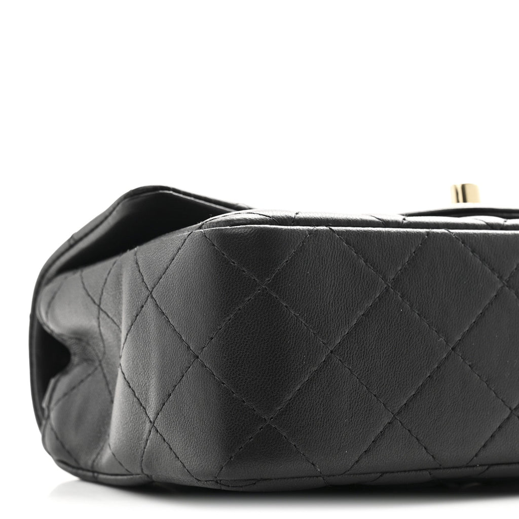 Chanel Lambskin Quilted Mini Rectangular Flap Black