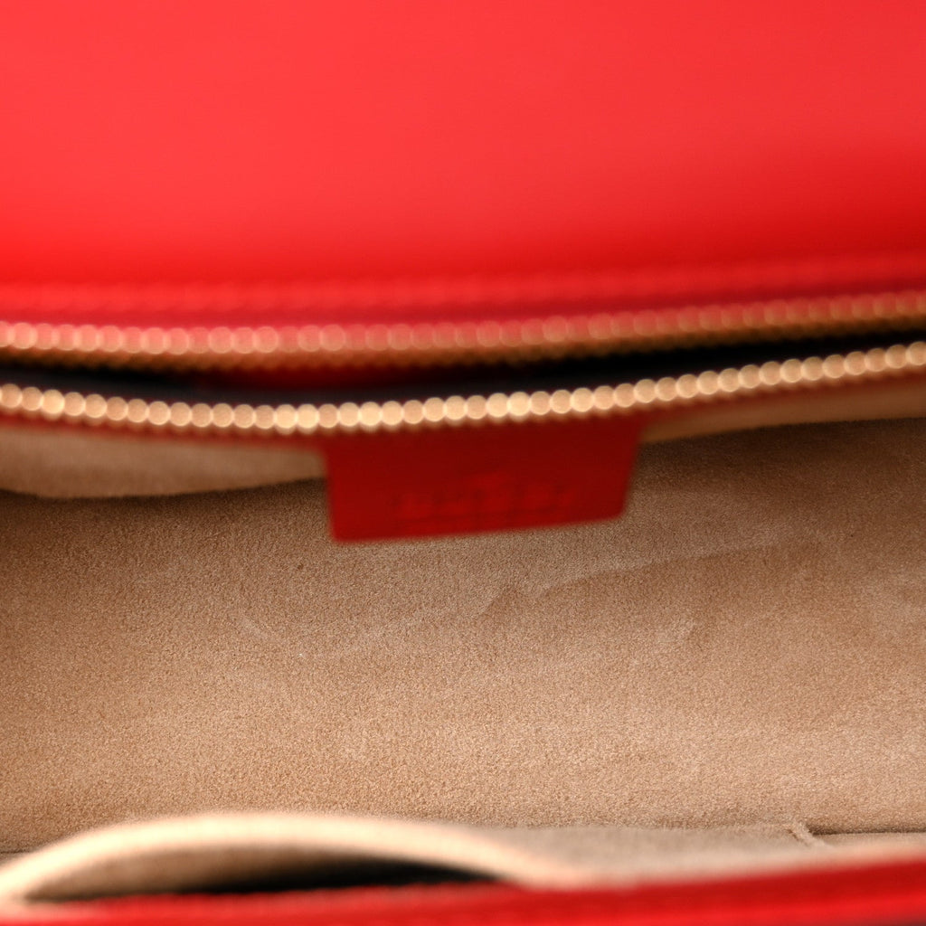 Gucci Calfskin Small Sylvie Shoulder Bag Hibiscus Red