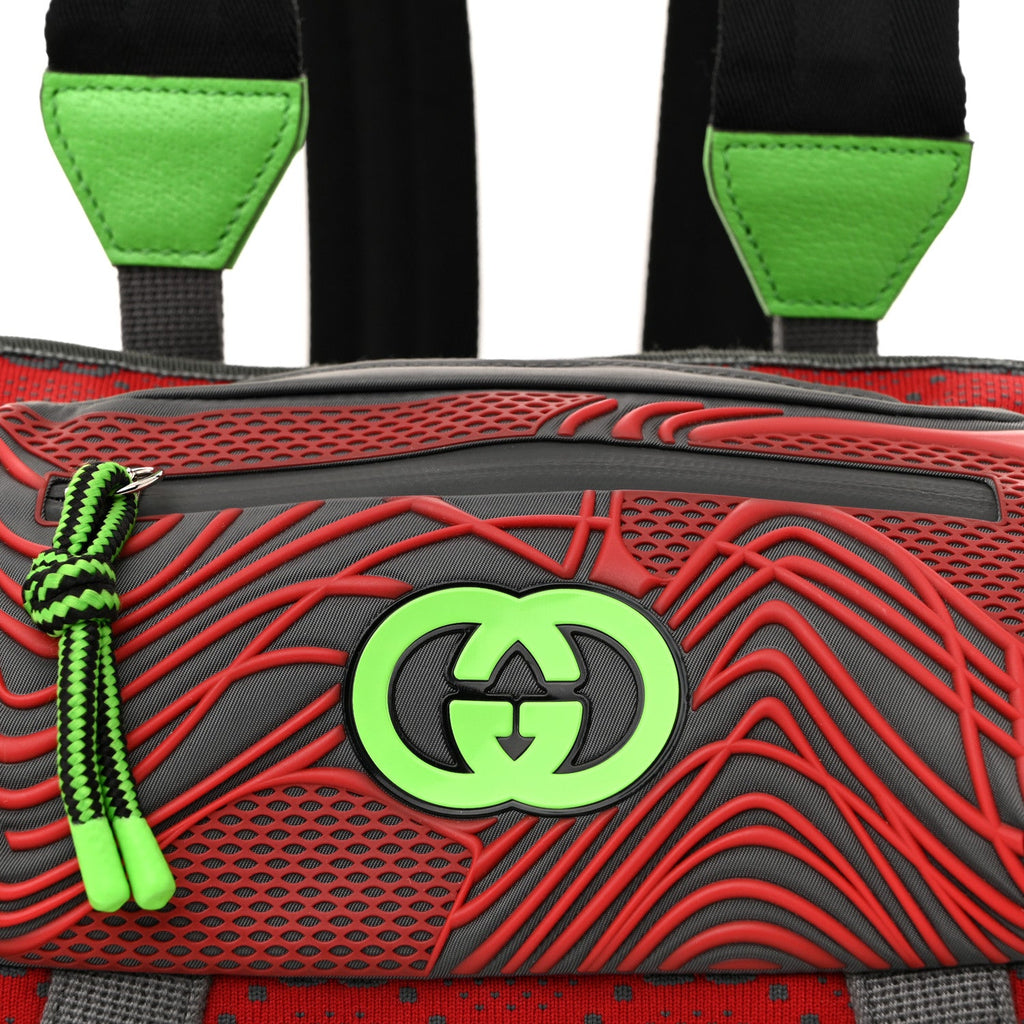 Gucci Jersey GG Monogram All Over Sporty Flap Backpack Red Multicolor