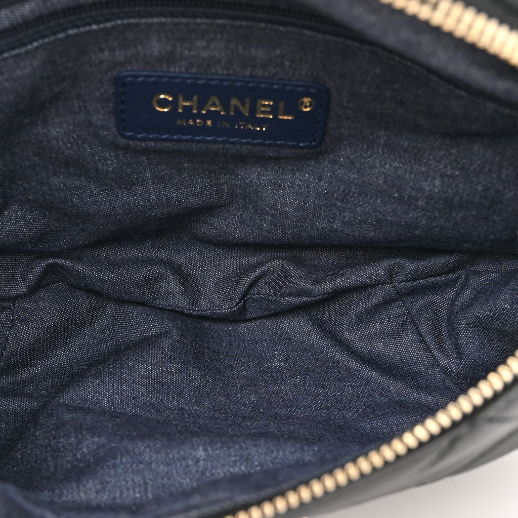 Chanel Lambskin Quilted Resin Bi-Color Waist Bag Fanny Pack Black
