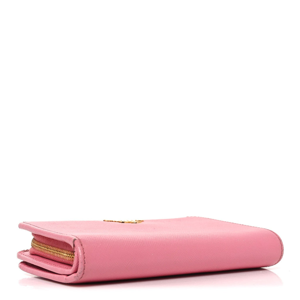 Prada Saffiano Metal Compact Wallet Peonia Petalo