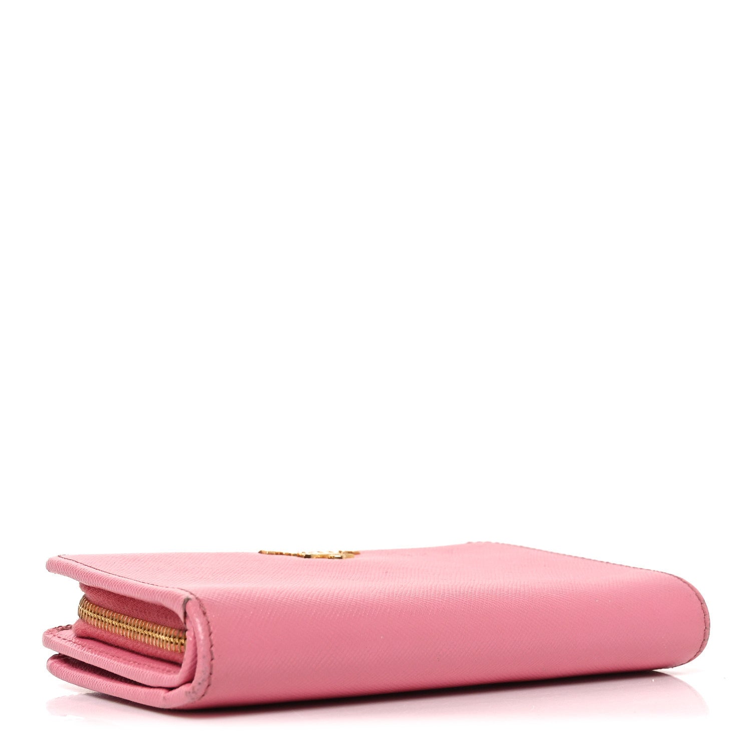 Prada Saffiano Metal Compact Wallet Peonia Petalo