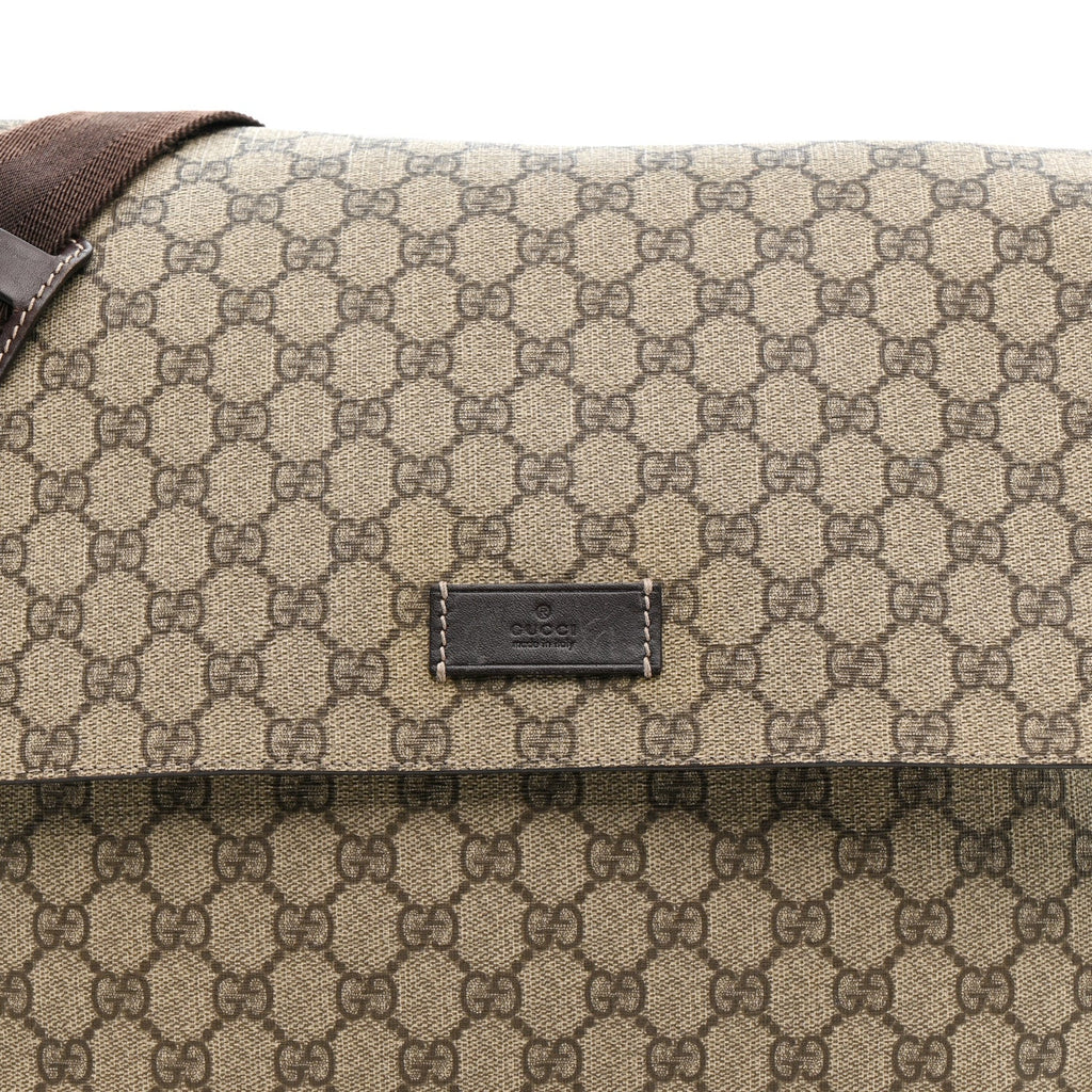 Gucci GG Plus Monogram Messenger Diaper Bag Dark Brown