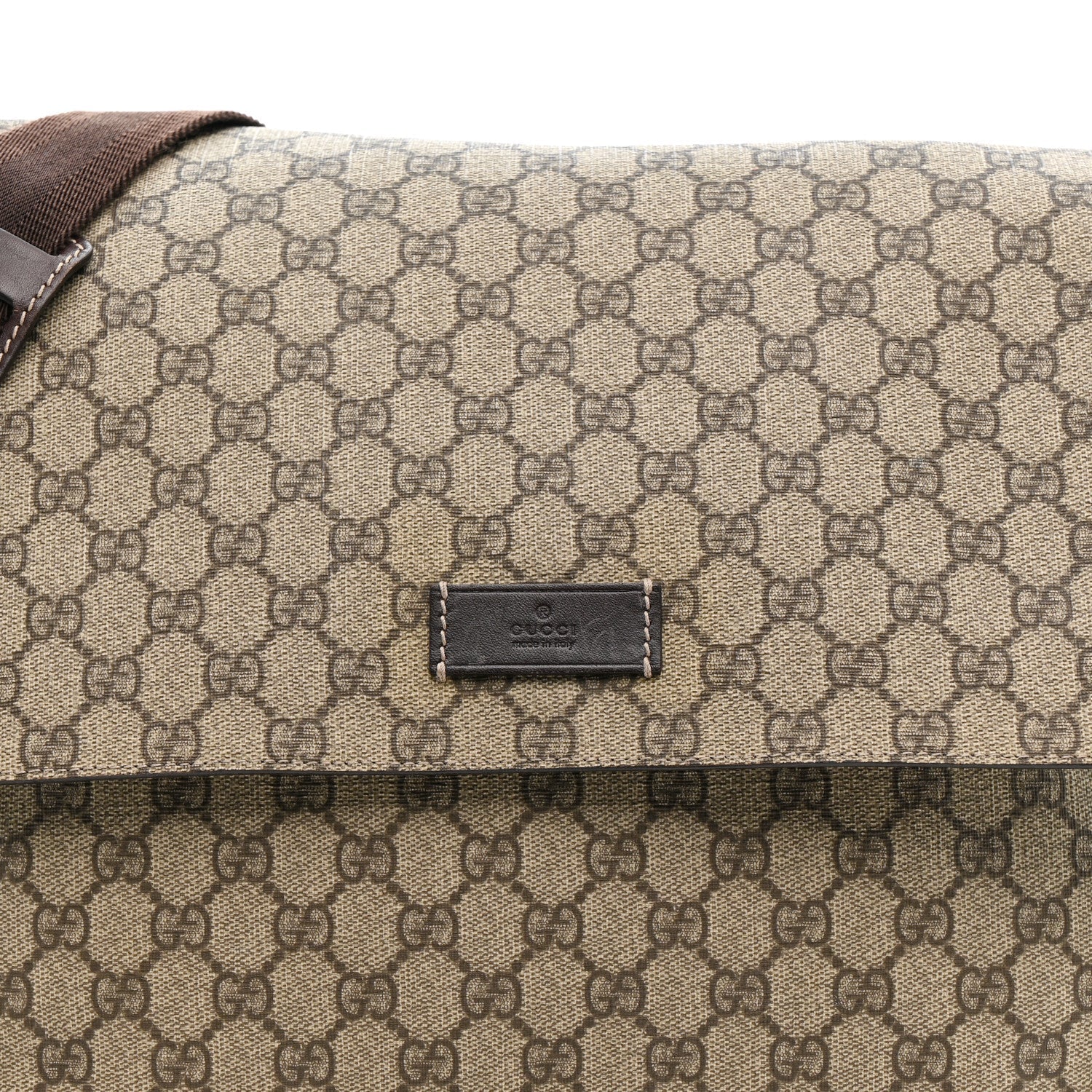 Gucci GG Plus Monogram Messenger Diaper Bag Dark Brown