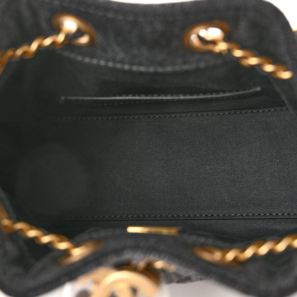 Chanel Washed Denim Quilted Mini Chanel 25 Handbag Black
