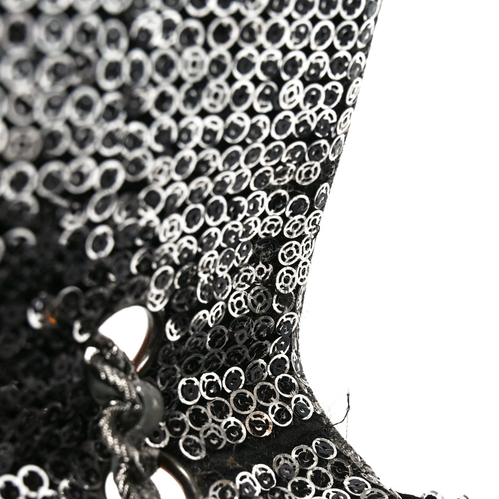 Chanel Sequin Medium Single Flap Dark Silver