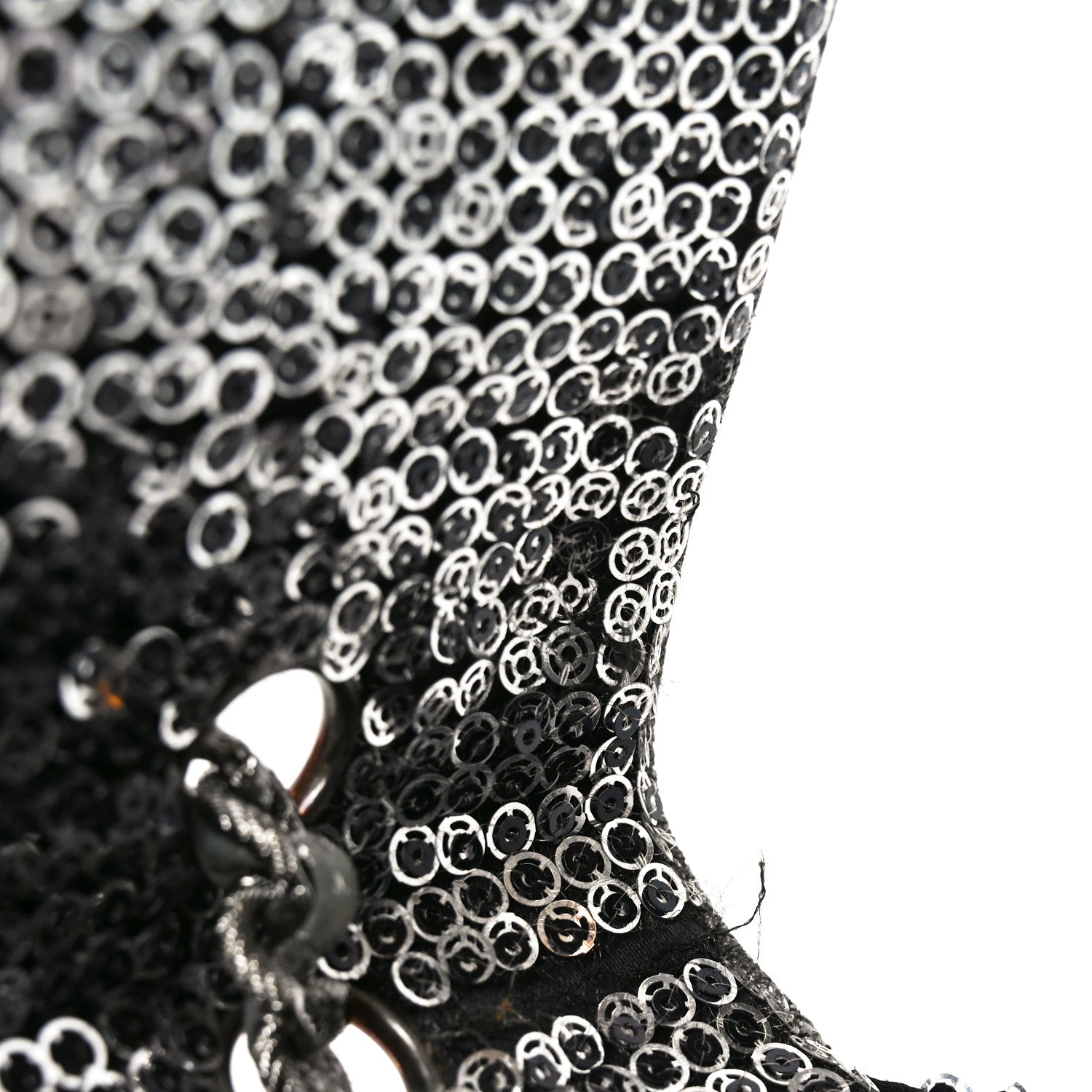 Chanel Sequin Medium Single Flap Dark Silver