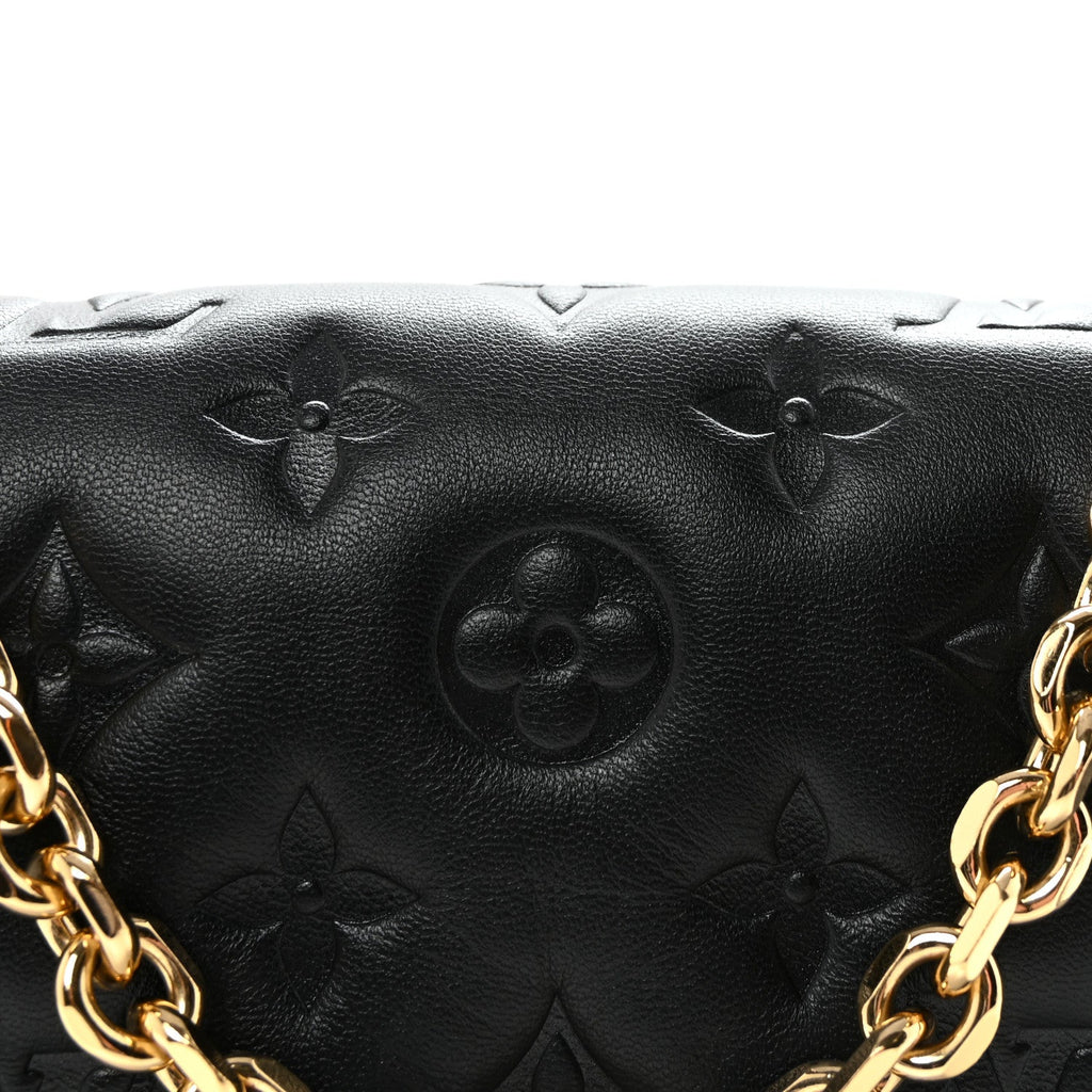 Louis Vuitton Lambskin Embossed Monogram Pochette Coussin Black