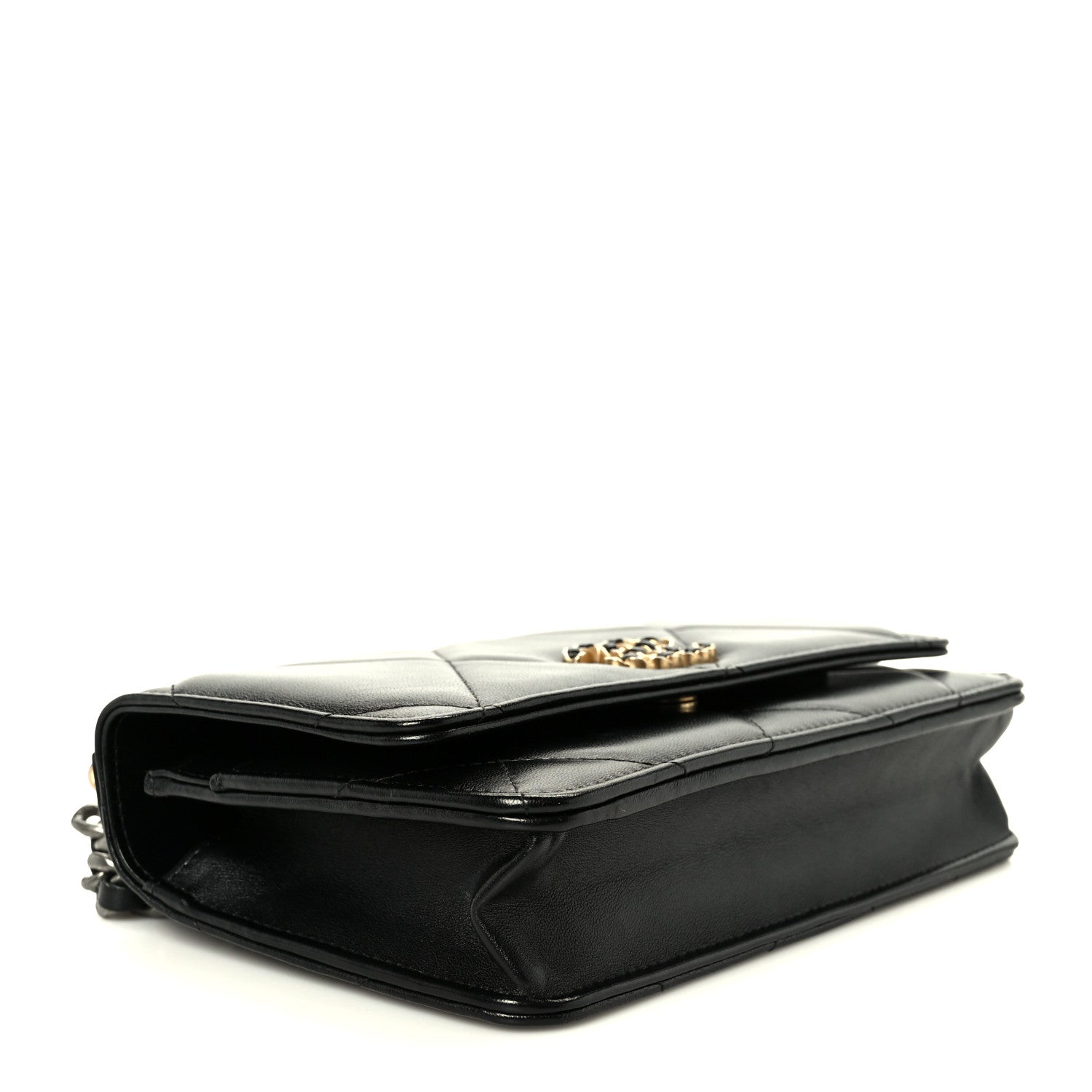 Chanel Lambskin Quilted Chanel 19 Wallet On Chain WOC Black