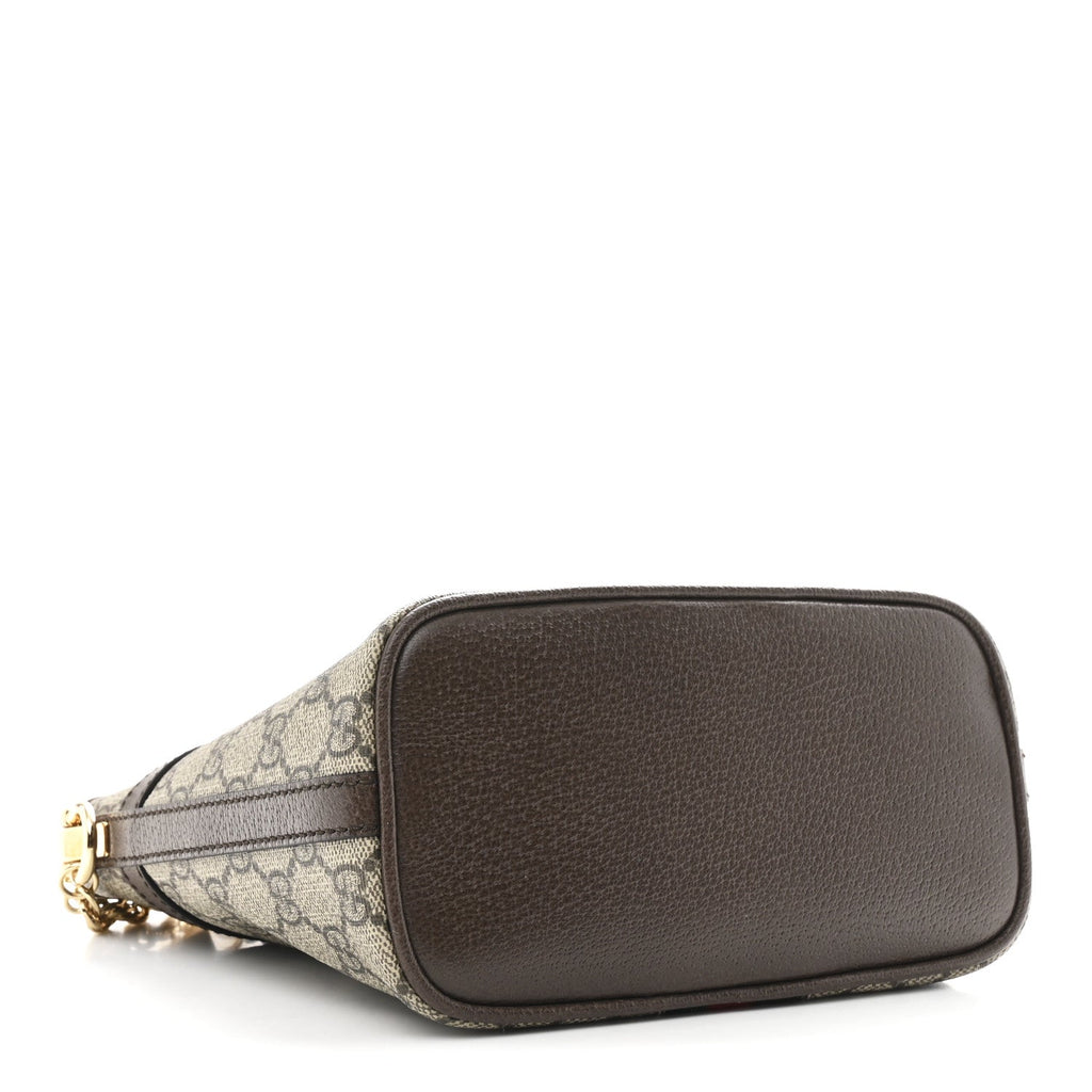 Gucci GG Supreme Monogram Web Ophidia Chain Shoulder Bag Brown